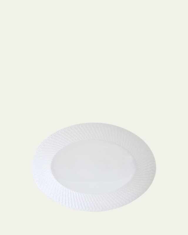 Twist White Oval Platter, 15"